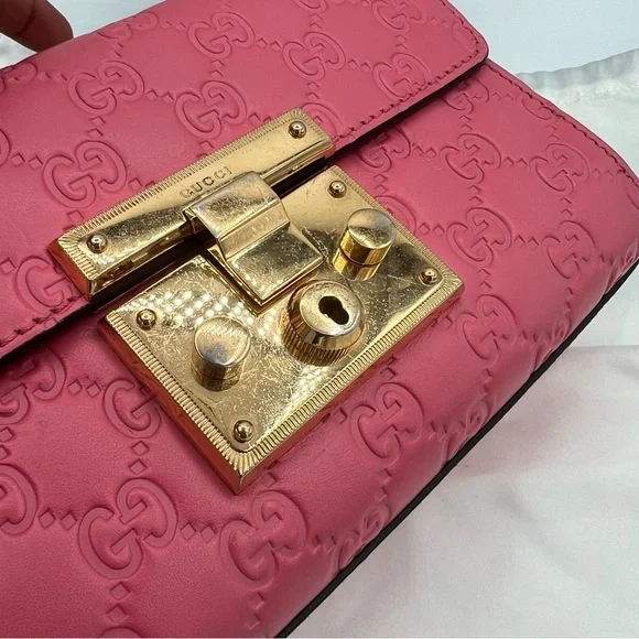 GUCCI GG Microguccissima pink Padlock Leather Chain Shoulder bag ❤️ - Picture 5 of 12